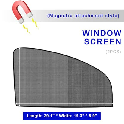 2 PCS Car Window Shades, 19.3"×29.1" Magnetic Vehicle Front Side Window Screen Sun Shade, Breathable Mesh Cover Glare and UV Rays Protection Fit for Most Cars SUVs - color: Front Window, 2 PCS