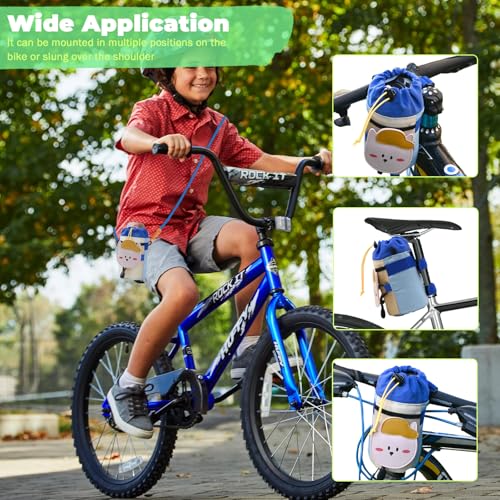 Cute Animals Bike Water Bottle Holder with Shoulder Straps, Universal Cycling Bicycle Drink Cup Cage for Kid's, Cruiser, Scooter, MTB, Road Bike (Puppy) - color: Puppy