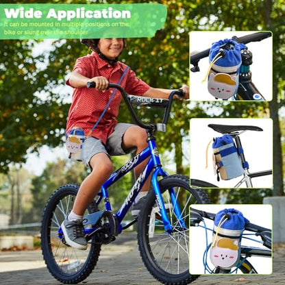 Cute Animals Bike Water Bottle Holder with Shoulder Straps, Universal Cycling Bicycle Drink Cup Cage for Kid's, Cruiser, Scooter, MTB, Road Bike (Puppy) - color: Puppy