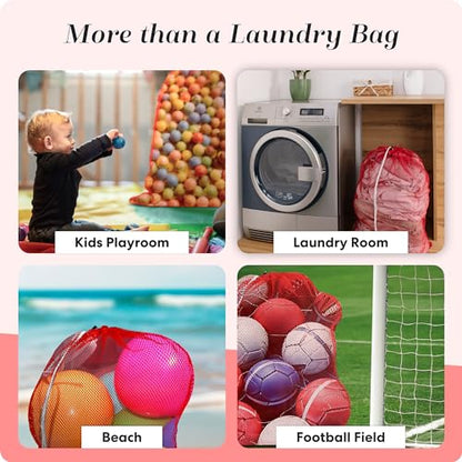 Handy Laundry Mesh XL Laundry Bag 24"x36", Heavy Duty Drawstring, Red - color: Red