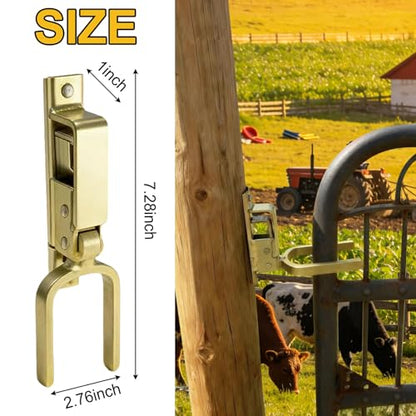 1PCS Heavy-Duty One-Hand Gate Latch for Farm, Ranch & Backyard | Automatic Spring Lock, Rust-Resistant Steel, Easy Install on Wood, Metal & Pipe Gates