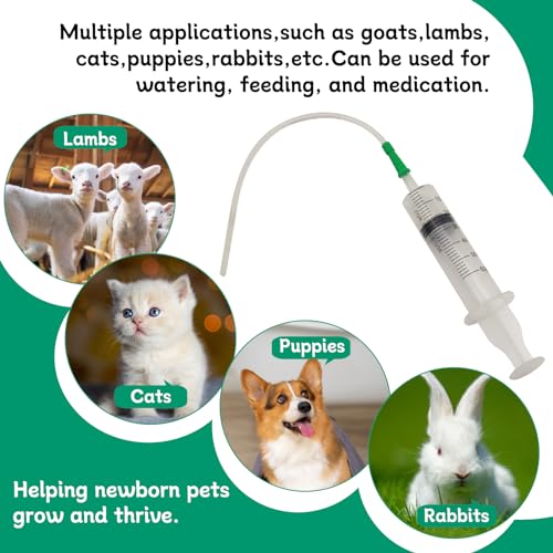 Lamb and Goat Kid Feeding Kit 2-Clear Tube (16 FR), 1-Syringe 60ml Reusable Drench Goat Syringe for Lamb, Dog, Sheep,Piglet,Rabbit Feeding