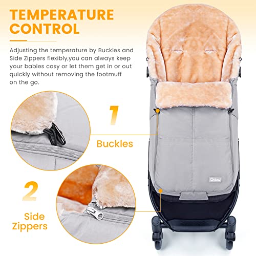 Orzbow Stroller Footmuff, Universal Baby Bunting Bag, Weather-Proof Blanket - color: Light Grey