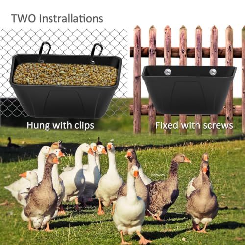 2 Hanging Feed Troughs & 2 Veggie Feeder for Chickens, Goats, Ducks - color: Charcoal