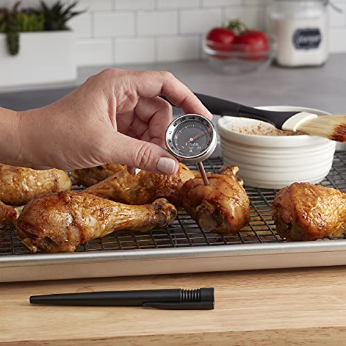 Taylor Pro Series Analog Instant Read Thermometer – 5" Stem, NSF Stainless Steel Dial Gauge with Pocket Clip, 120°F to 220°F Temperature Range for Meat, Grill & Baking Use (Black) - color: Black