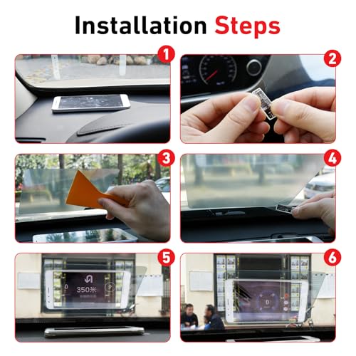 2 PCS Car Reflective Film, High Clarity Head Up Display Windshield Film, Anti-glare Auto Reflection Sticker, Universal Windscreen Sticker for Most Cars (White)