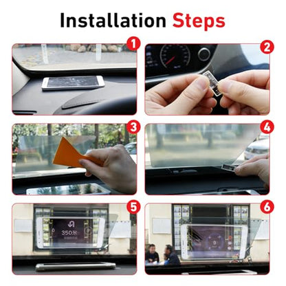 2 PCS Car Reflective Film, High Clarity Head Up Display Windshield Film, Anti-glare Auto Reflection Sticker, Universal Windscreen Sticker for Most Cars (White)