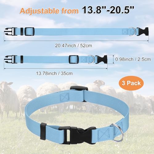 M METERXITY 3-Pack Goat Collars with Bells Polyester Blue - color: Blue