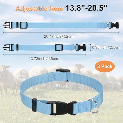 M METERXITY 3-Pack Goat Collars with Bells Polyester Blue - color: Blue