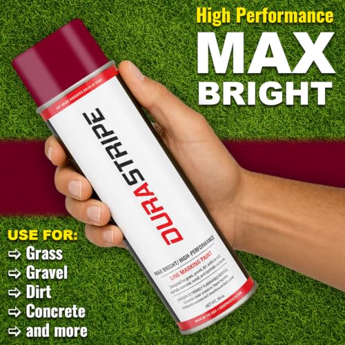 Athletic Field Marking Paint – Case of 12 T-Tip Spray Cans, 18 oz Each – Bright, Durable Field Striping Paint. Several colors to choose from. (Burgundy) - color: Burgundy