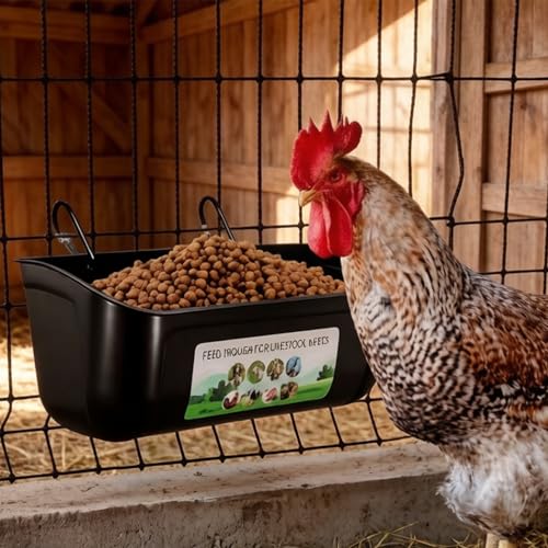 3 Pack 6 Quart Chicken Duck Feeder Trough, Black - color: black