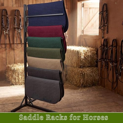 8-Tier Saddle Pad Rack, Freestanding Horse Tack Storage Stand