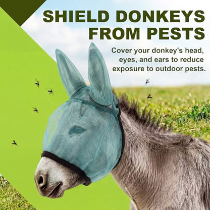 1 Pcs Mini Donkey Fly Mask with Ear Protection, Mint Green - size: Mini Donkey