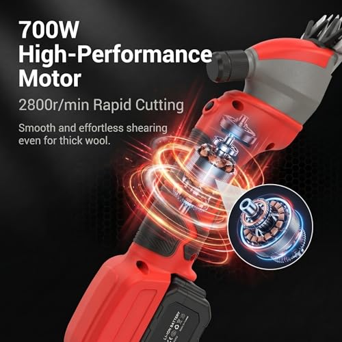 Sheep Shears, 20V Brushless Sheep Clippers, 2x4.0Ah Batteries Sheep Trimmer, Heavy Duty Cordless Shearers for Horse Goat Livestock