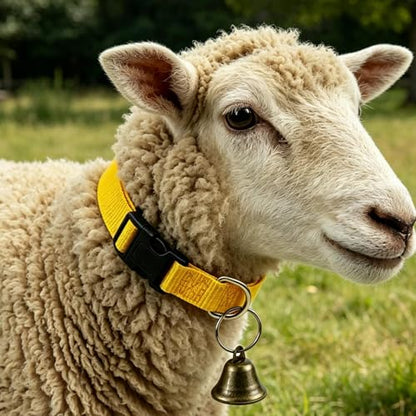 Collar for Goats with Bell Adjustable Sheep Positioning | Farm Animal Collar for Animal Lovers Breeders Farmers Ranchers Shepherd Ranch Farm Barn Backyard Open Range - color: Gold