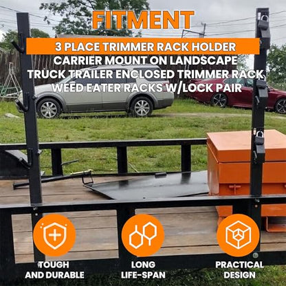 ECOTRIC 3 Place Weedeater Rack Carrier Mount On Landscape Truck Trailer - color: 3 Locking Positions