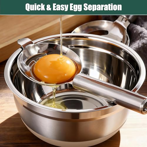 Stainless Steel Mixing Bowls Set with Lids & Silicone Base,7‑Piece Set - color: Khaki