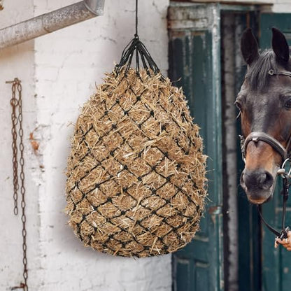 Slow Feed Hay Nets for Horses, 2 Pack, 40 Inch, 2 Inch Holes,Black - color: Black