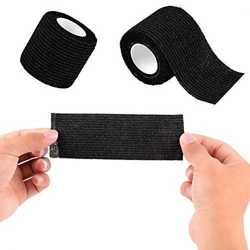 12 Pack Self Adherent Cohesive Wrap Bandages 2 Inches X 5 Yards, First Aid Tape, Elastic Self Adhesive Tape, Athletic, All Sports wrap Tape, Breathable Wound Tape, Bandage Wrap for Wrist, Ankle, Black - size: 12 Count (Pack of 1)