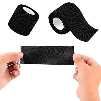 12 Pack Self Adherent Cohesive Wrap Bandages 2 Inches X 5 Yards, First Aid Tape, Elastic Self Adhesive Tape, Athletic, All Sports wrap Tape, Breathable Wound Tape, Bandage Wrap for Wrist, Ankle, Black - size: 12 Count (Pack of 1)