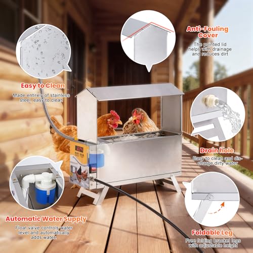 Heated Chicken Waterer Anti-Freeze Thermostat Control with Adjustable Leg