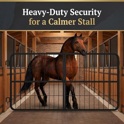 Horse Stall Gates, Horse Stall Door Guards, Stall Gates for Horses, Heavy Duty Steel Mounted Stall Barrier, Powder Coated Matte Black, 48 Inch Wide x 24 Inch High