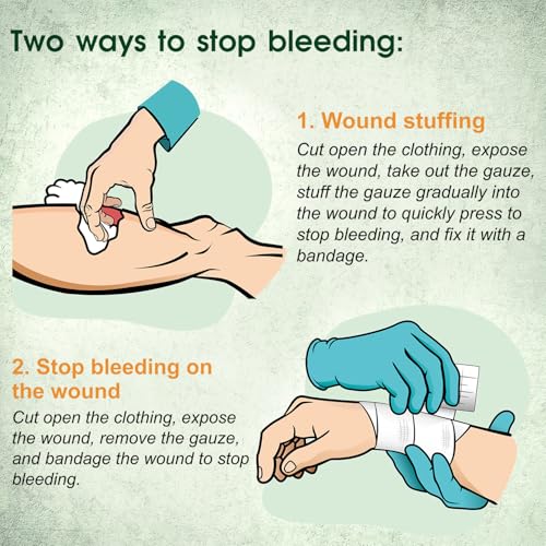 SuccorWare 8 Packs Sterile Compressed Gauze with Z-Folded - Wound Gauze for Bleed Stop, 4.5" x 4.1 Yards, 6-Ply - for First Aid Kit,Medical Trauma Kit, IFAK Supplies Refill
