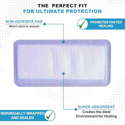 MedVance Super Absorbent Wound Dressing, Non-Adhesive Pads, 4"x8", Box of 5 | Sterile And Individually Wrapped - Non-Stick Wound Bandages - Super Soft - Highly Absorbent & Lock Exudate - Leakproof - size: 4"x8", style: 5 Pack