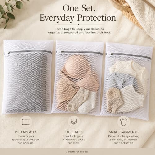 GroundLuxe Mesh Laundry Bags for Delicates, 3 Pack, 12 x 16 Inch