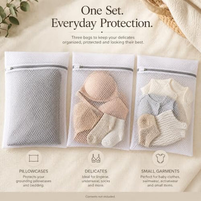 GroundLuxe Mesh Laundry Bags for Delicates, 3 Pack, 12 x 16 Inch