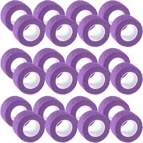 IndigoCase 24 Pack Self Adhesive Bandage Wrap 1 Inch x 5 yd Elastic Tape - color: Purple, size: 1 Inch - 24 Pack