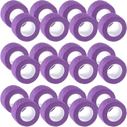 IndigoCase 24 Pack Self Adhesive Bandage Wrap 1 Inch x 5 yd Elastic Tape - color: Purple, size: 1 Inch - 24 Pack