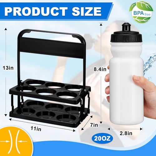 Suclain Squeeze Water Bottles with Carrier, 7 Pcs, White - color: White