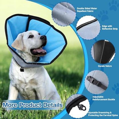 Soft Dog Cone Collar for Large Dogs After Surgery Adjustable - color: Blue, size: S (Neck Girth:9.1-10.7in)