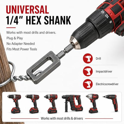 2 Pcs Electric Drill Wire Twisting Tool for Drill, Heavy Duty Wire Twister with 1/4" Hex Shank, Professional Wire Twisting Tool for Construction and Fence,Rebar Tying