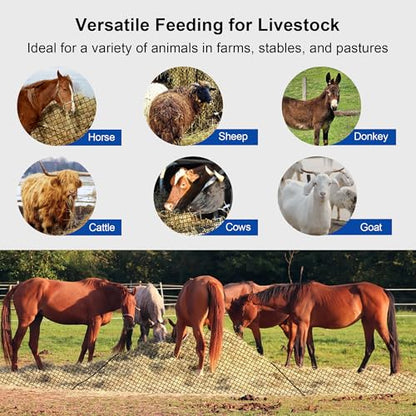 5×5 FT Round Bale Hay Net Slow Feeder for Horses, 1.7" Hole Feeder Net - style: 5*5Ft(Black)