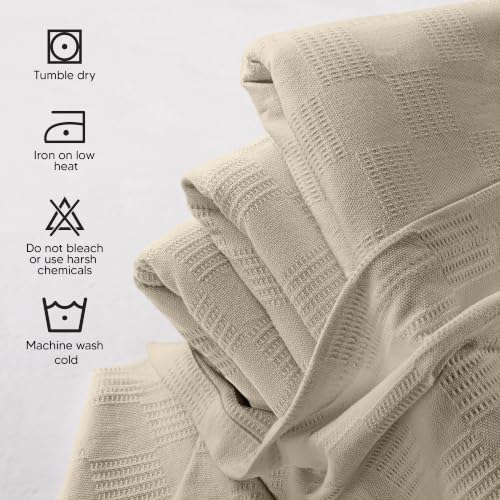 Utopia Bedding 100% Cotton Thermal Blanket Khaki Throw, 50x60 Inches - color: Khaki, size: Throw