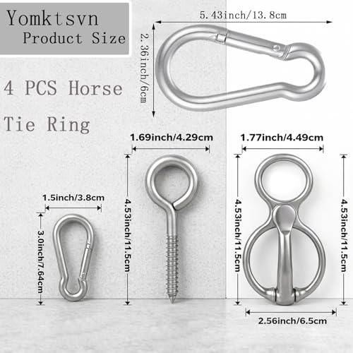 Heavy Duty Horse Tie Ring - Quick Release Safety Buckle for Horse Stalls & Trailers | Rustproof Steel Equestrian Tack