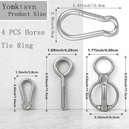 Heavy Duty Horse Tie Ring - Quick Release Safety Buckle for Horse Stalls & Trailers | Rustproof Steel Equestrian Tack