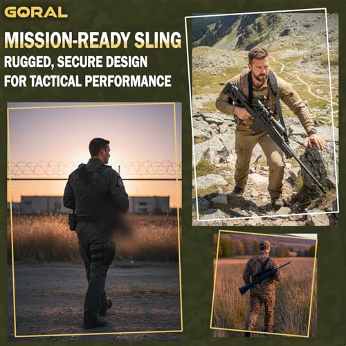 GORAL 2-Point Rifle Sling Strap with Swivels Hooks, Gun Sling with Padded Shoulder Strap Length Adjuster and Two Points Secured Swivel for Outdoors, Hunting and More