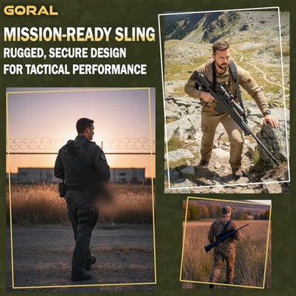 GORAL 2-Point Rifle Sling Strap with Swivels Hooks, Gun Sling with Padded Shoulder Strap Length Adjuster and Two Points Secured Swivel for Outdoors, Hunting and More