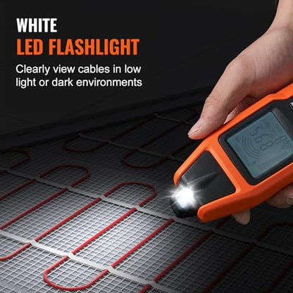VEVOR Underground Cable Locator, 8 Ft Max Detect Depth Cable Tester, 12 to 600V (NVC) Wire Tracer Break Detector Finder, 6561Ft Detect Length for Electrical Circuits Pipelines Dog Fence Buried Cables