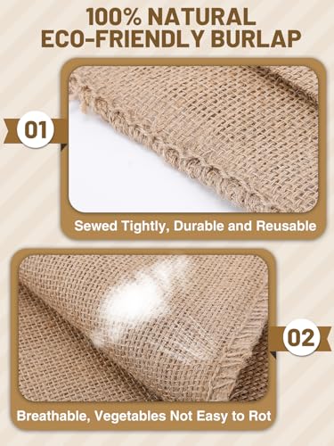 4Pcs 14"x20" Breathable Natural Burlap Bags with Rope for Potato Storage | Reusable, Thickened Jute Food Storage Sacks, Helps Potatoes/ Onions/ Root Vegetables Stay Fresh - size: 14'' x 20''