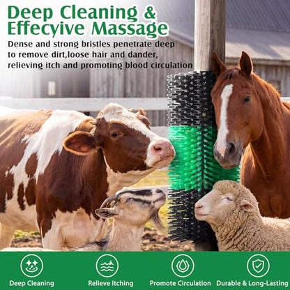 3 Pack Livestock Scratching Brush, Green and Black - color: Green and Black