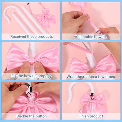 Shepherd Staff and Bow Tie Hook Canes with Bowtie for Women Halloween Party Cosplay - style: Style 2