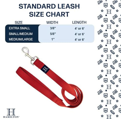 Hamilton 4 ft Nylon Dog Leash, Medium/Large 1" x 4', Wine - color: Wine, size: 1" x 4'