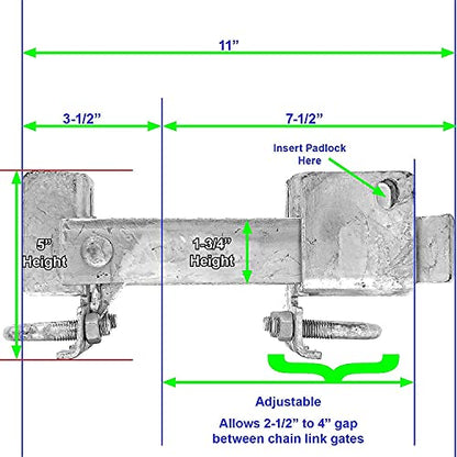 Strong Arm Commercial Double Gate Latch - Galvanized - Fits 1-5/8" to 2" Frames, Securely Closes Two Gates Without Drop Rod - 1 Latch - color: GALVANIZED, size: COMMERCIAL