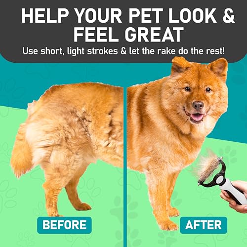 Maxpower Planet Pet Grooming Brush - Double-Sided Undercoat Rake for Dogs and Cats, Extra Wide, Reduces Shedding by 95%, White - color: White, size: Large