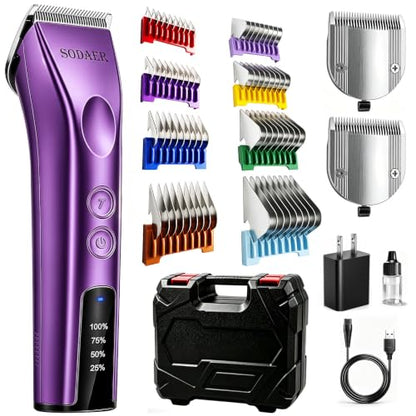 Professional Dog Grooming Clippers, Cordless Pet Hair Clipper - color: Purple