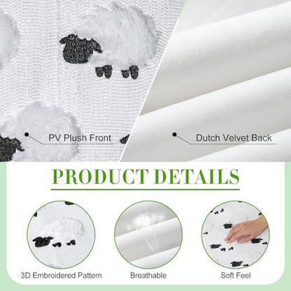 Tudomro 50x60'' Cute Sheep Throw Blanket, 3D Embroidered Black-Faced Sheep Spring Plush Faux Fur Blanket, Easter Farmhouse Cozy Throw for Sofa Couch Bed Home Decor - style: White Sheep